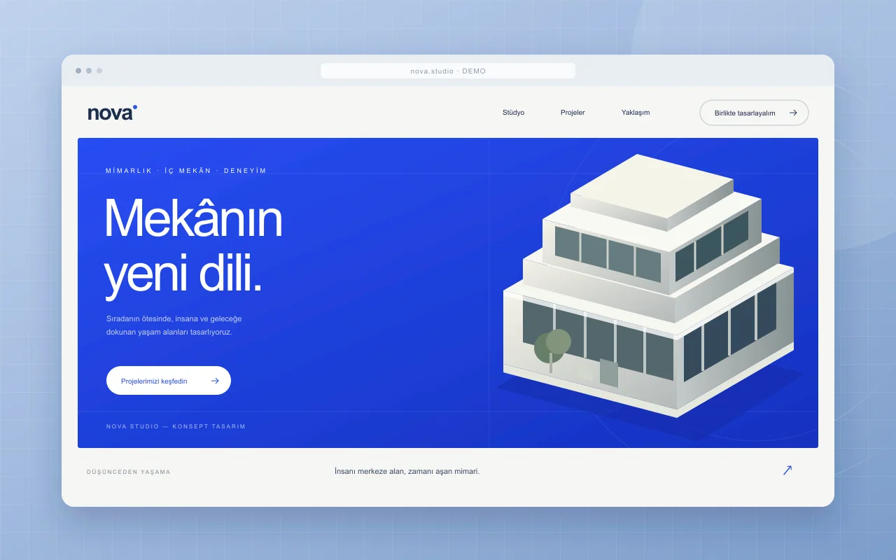 Nova Architecture örnek arayüz tasarımı